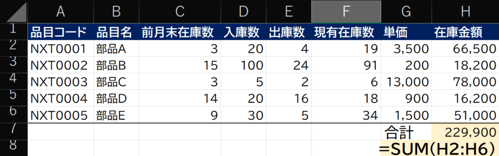 SUM関数:合計を求める
